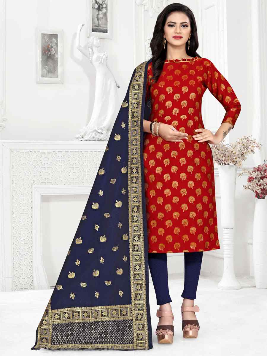 Red Banarasi Silk Handwoven Wedding Festival Pant Salwar Kameez