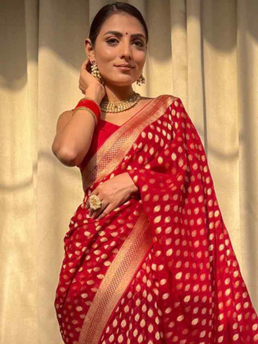 Red Banarasi Soft Silk Handwoven Wedding Festival Heavy Border Saree