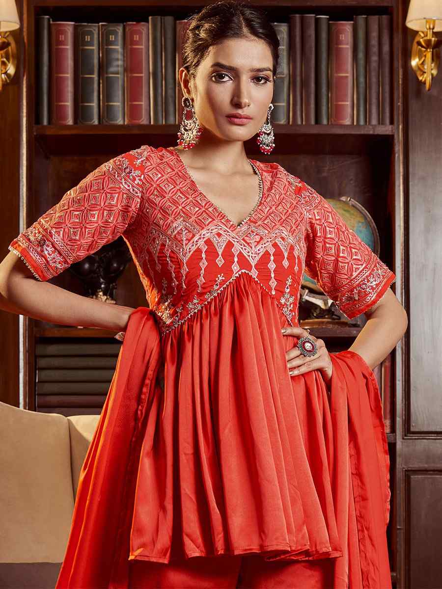Red Cotton Handwoven Festival Pant Salwar Kameez