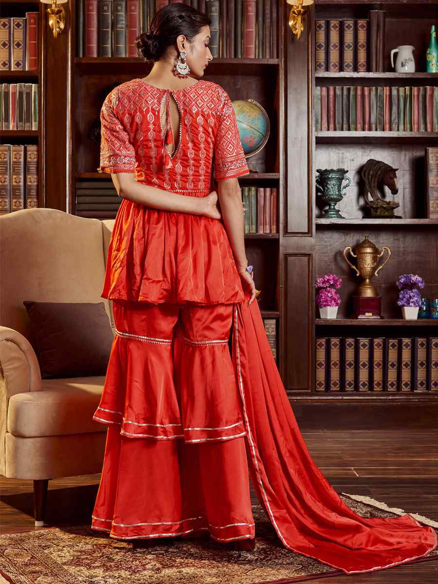 Red Cotton Handwoven Festival Pant Salwar Kameez