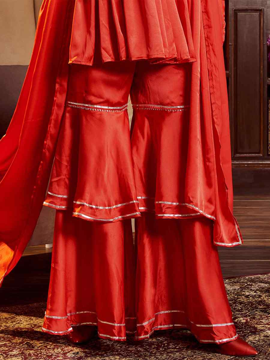 Red Cotton Handwoven Festival Pant Salwar Kameez