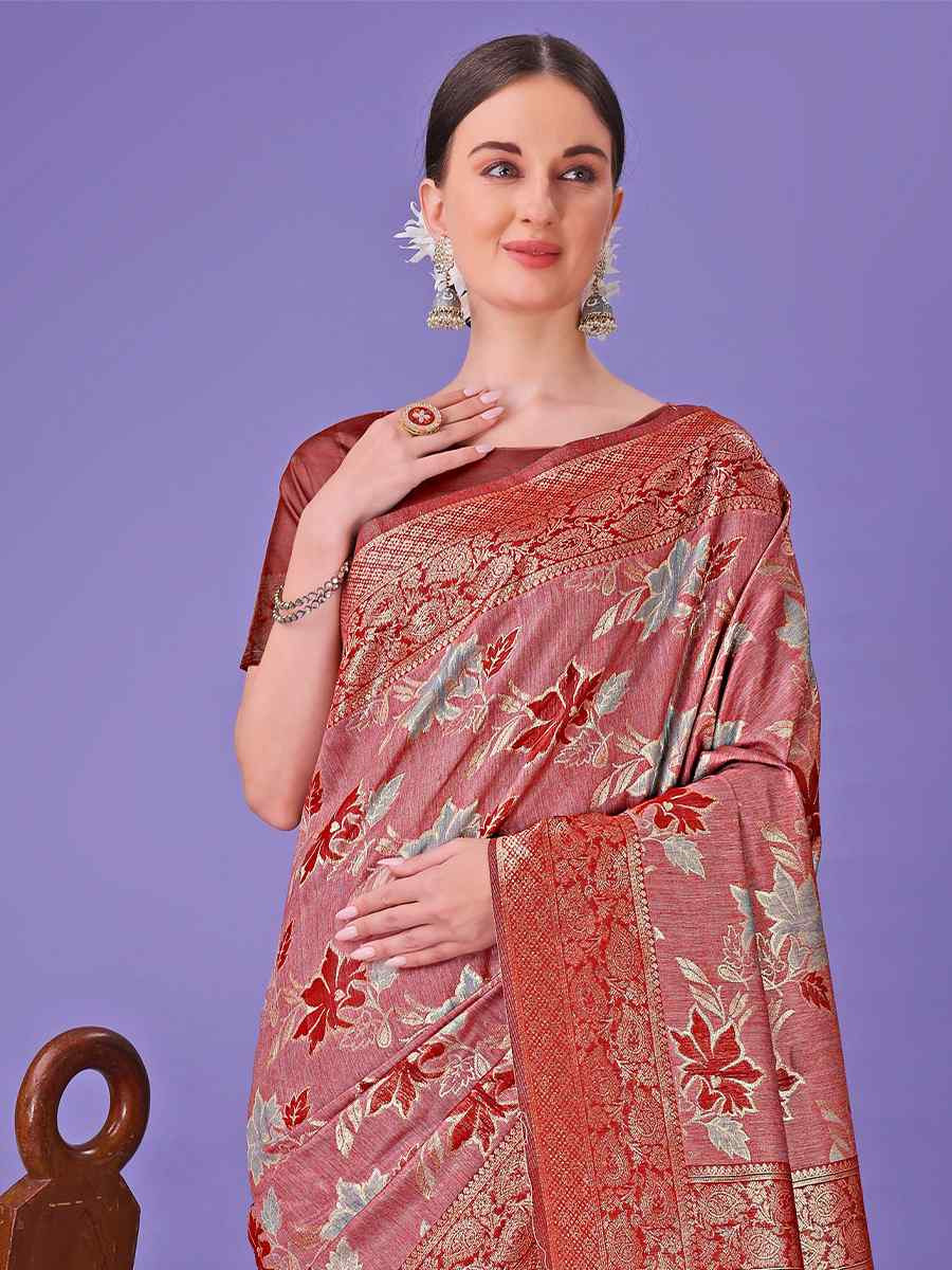 Red Cotton Handwoven Festival Wedding Fancy Heavy Border Saree