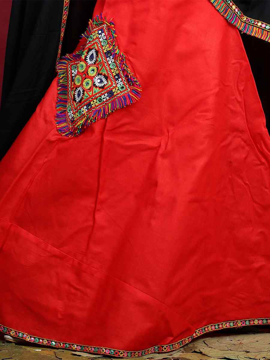 Red Cotton Printed Mehendi Festival Traditional Lehenga Choli