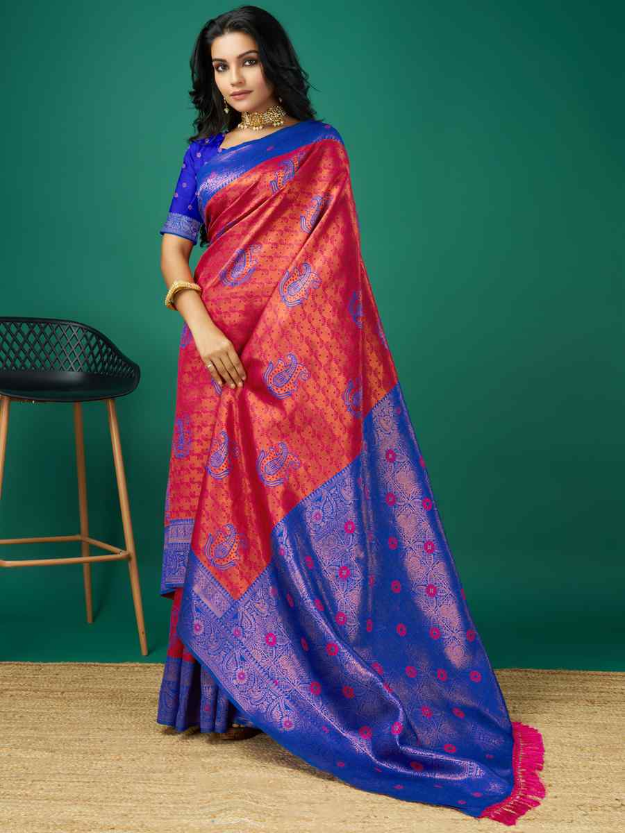 Red Cream Soft Silk Handwoven Festival Casual Heavy Border Saree