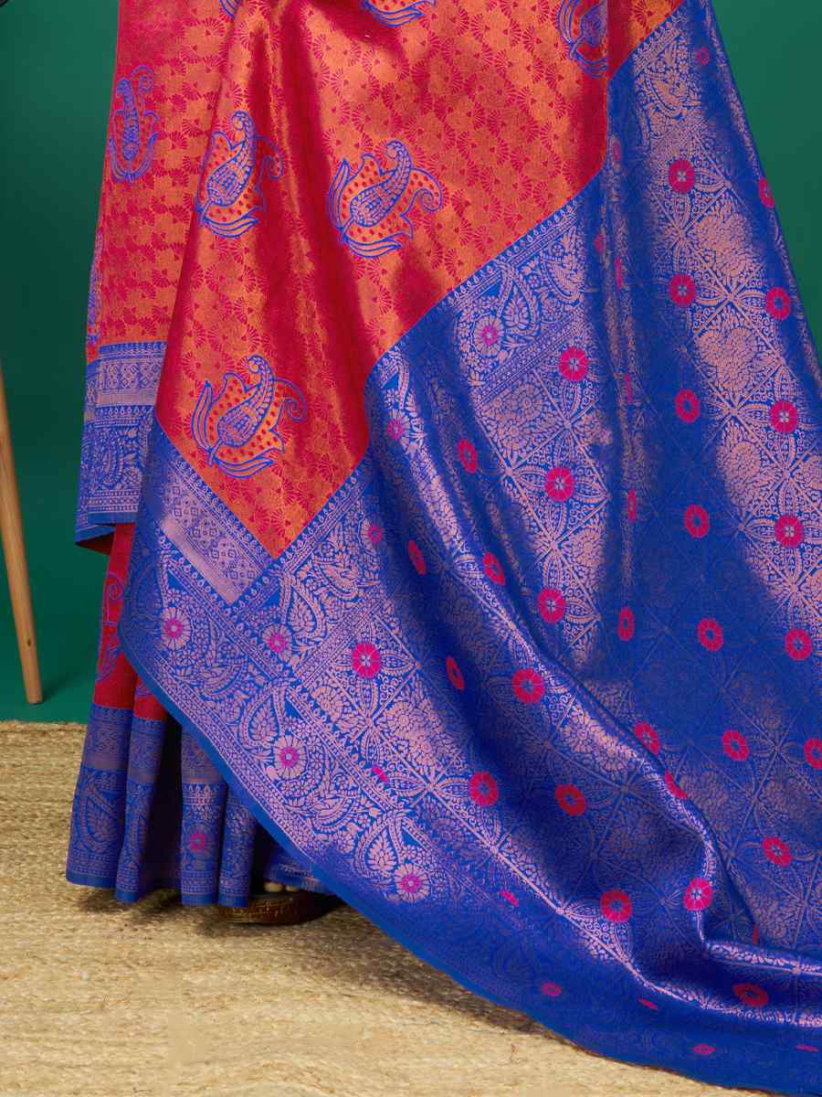 Red Cream Soft Silk Handwoven Festival Casual Heavy Border Saree