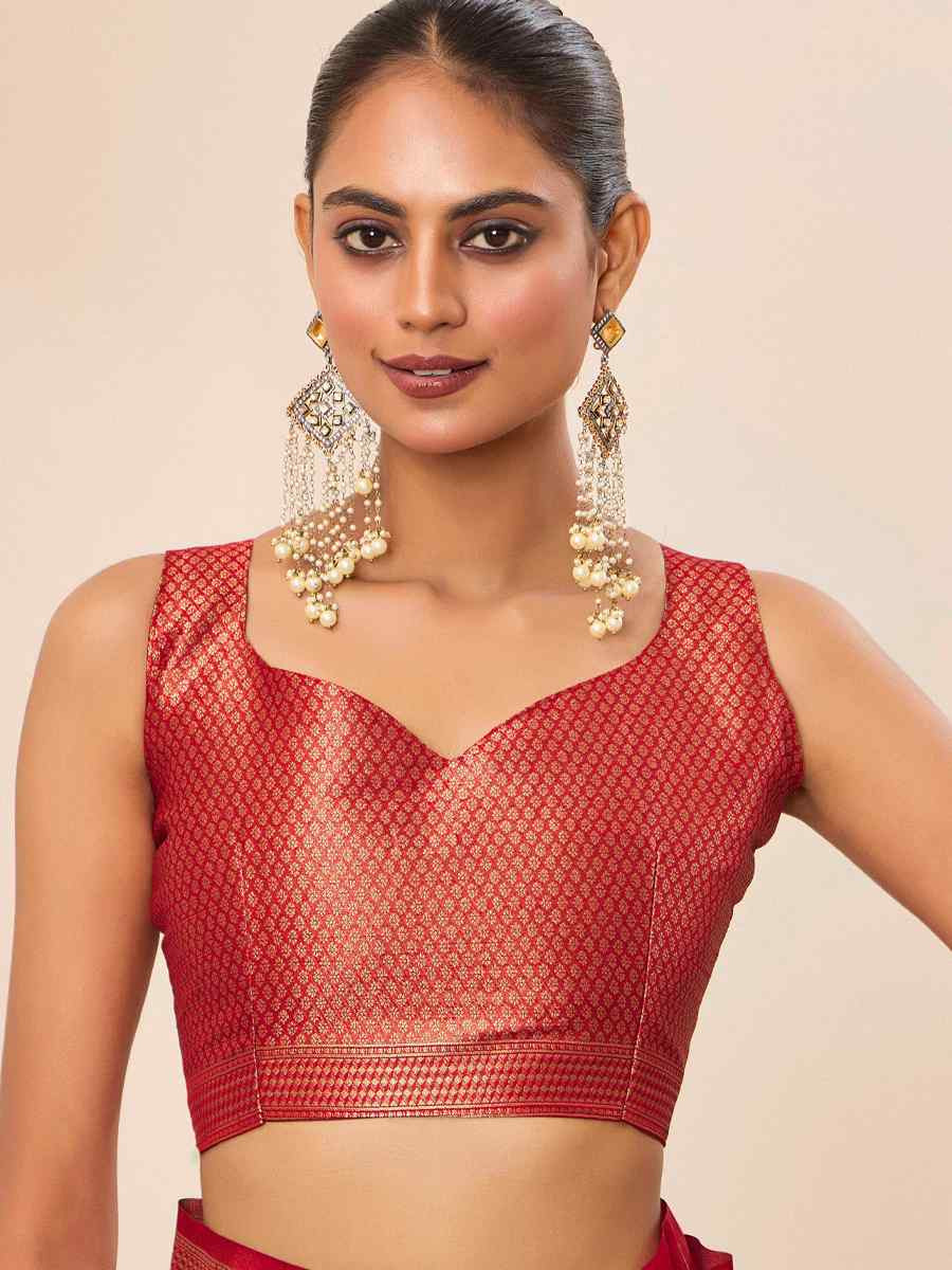 Red Dolla Silk Handwoven Festival Wedding Fancy Heavy Border Saree