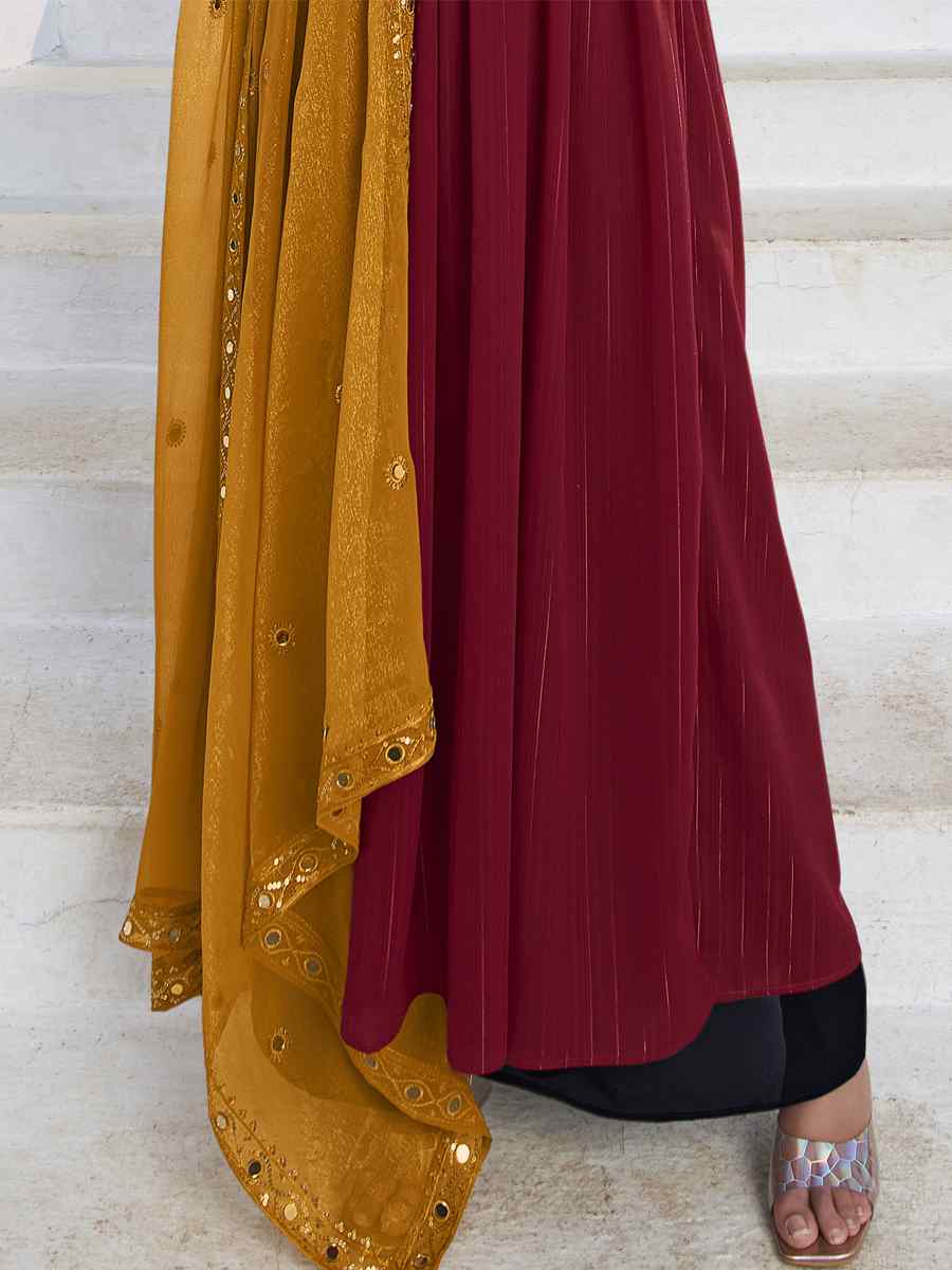 Red Georgette Embroidered Festival Wedding Palazzo Pant Salwar Kameez