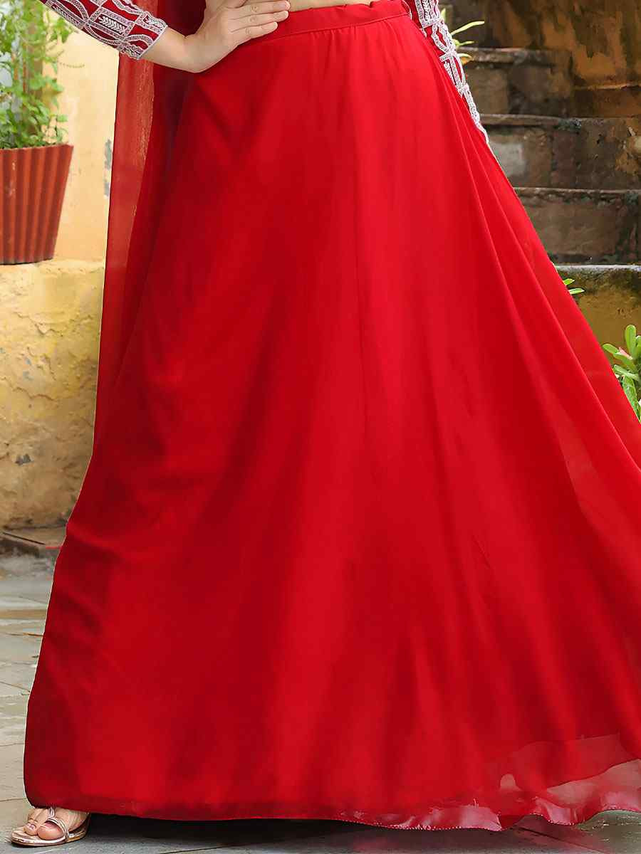 Red Georgette Embroidered Festival Wedding Party Reception Heavy Border Lehenga Choli