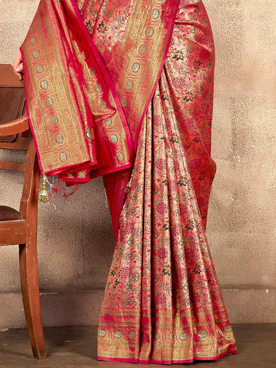 Red Gold Banarasi Silk Handwoven Wedding Festival Heavy Border Saree