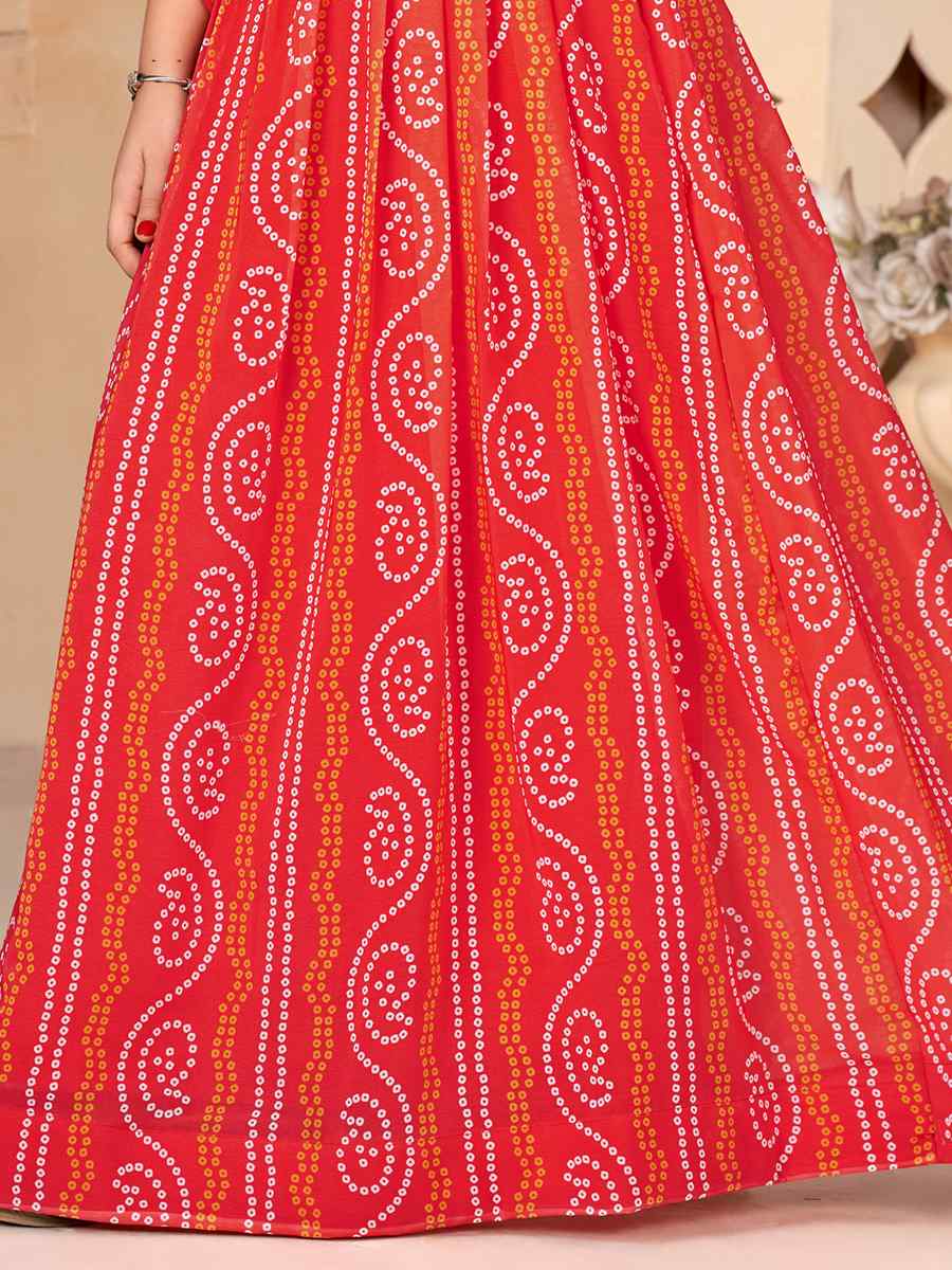 Red Heavy Georgette Printed Casual Festival Salwars Girls Wear