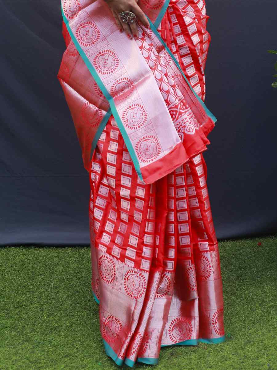 Red Kanchipuram Silk Handwoven Wedding Festival Heavy Border Saree