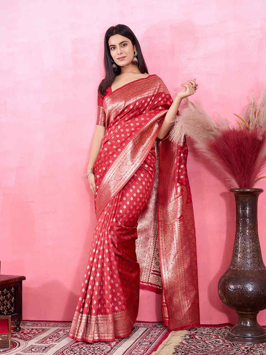 Red Kanjivaram Silk Handwoven Festival Wedding Fancy Heavy Border Saree