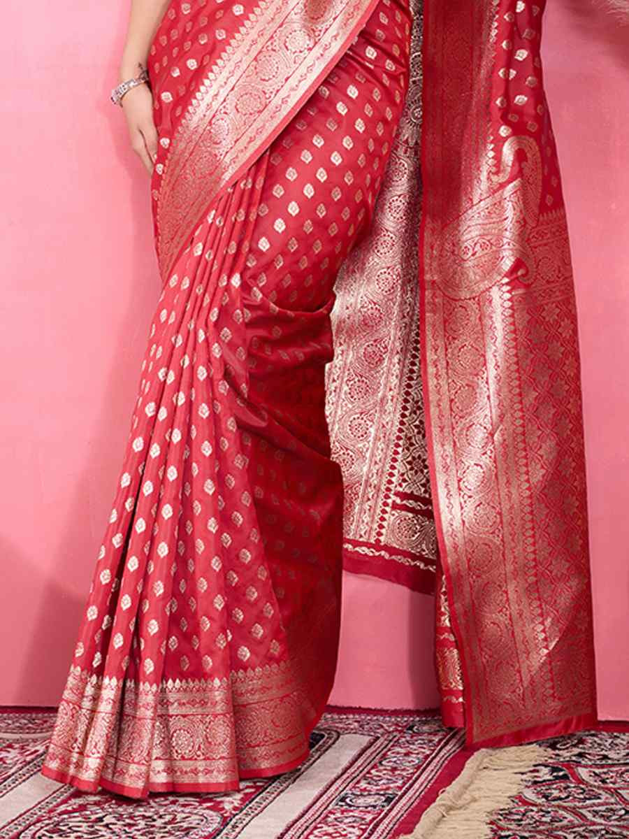 Red Kanjivaram Silk Handwoven Festival Wedding Fancy Heavy Border Saree