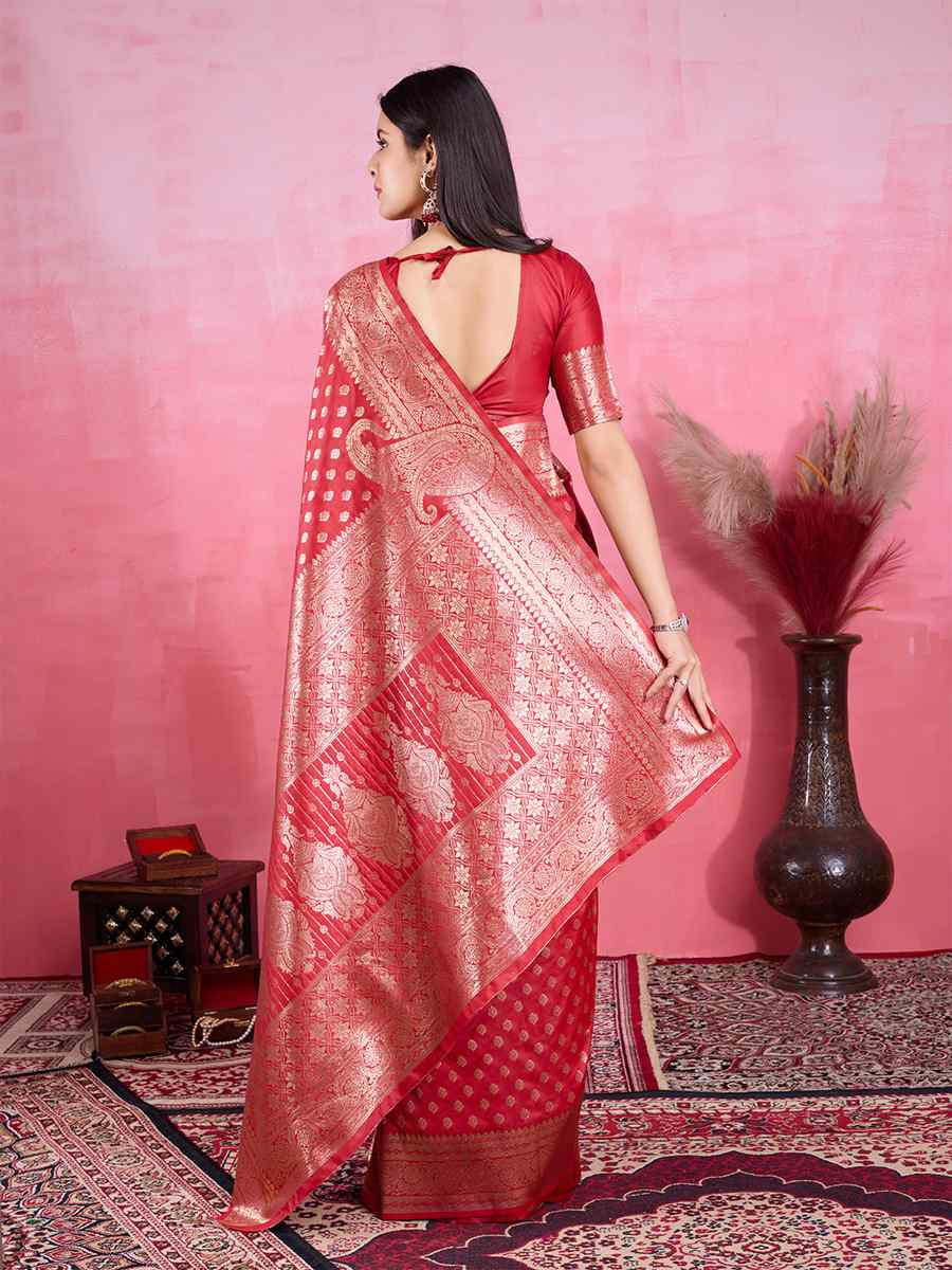 Red Kanjivaram Silk Handwoven Festival Wedding Fancy Heavy Border Saree