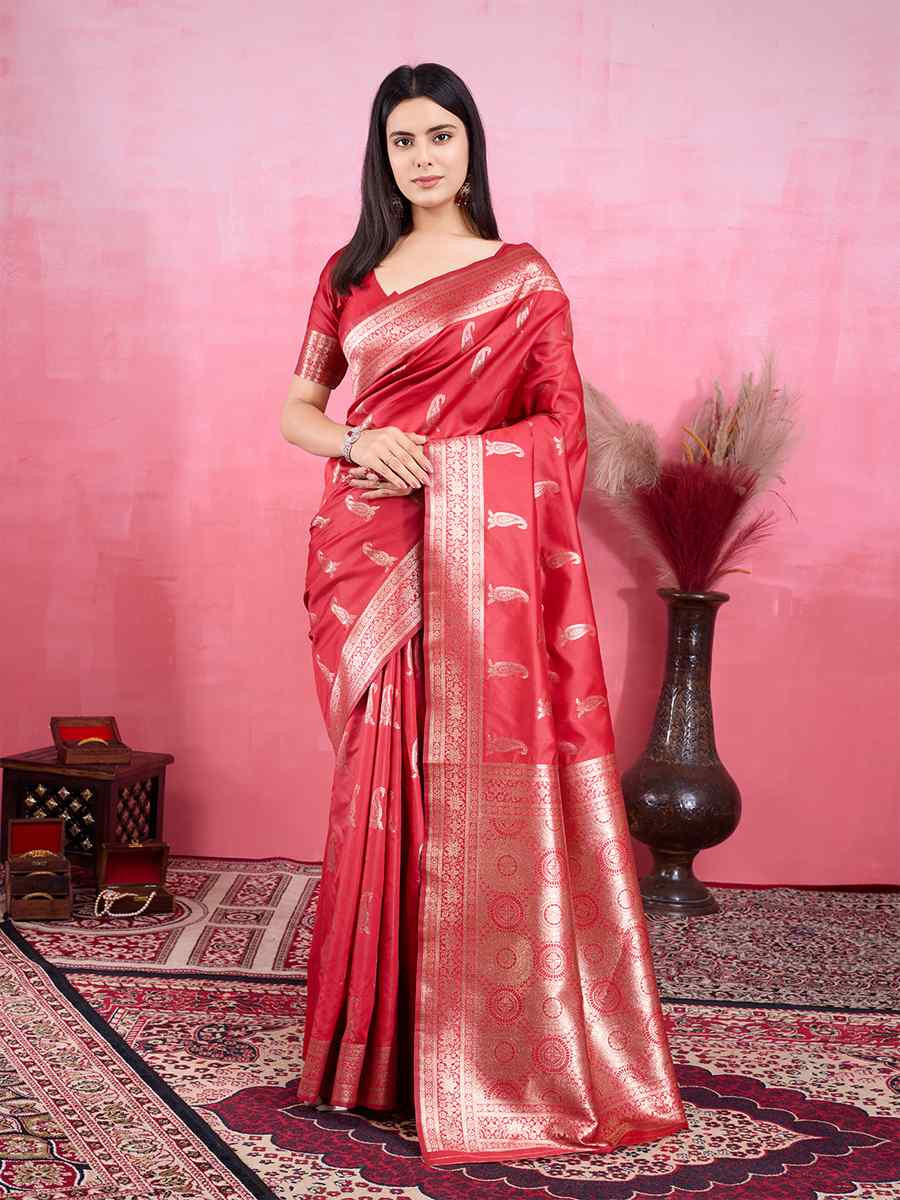 Red Kanjivaram Silk Handwoven Festival Wedding Fancy Heavy Border Saree