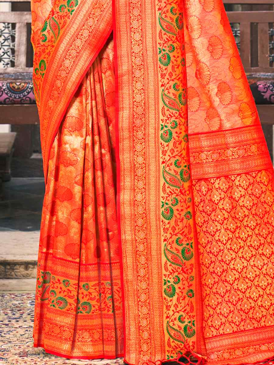 Red Kanjivaram Silk Handwoven Wedding Festival Heavy Border Saree