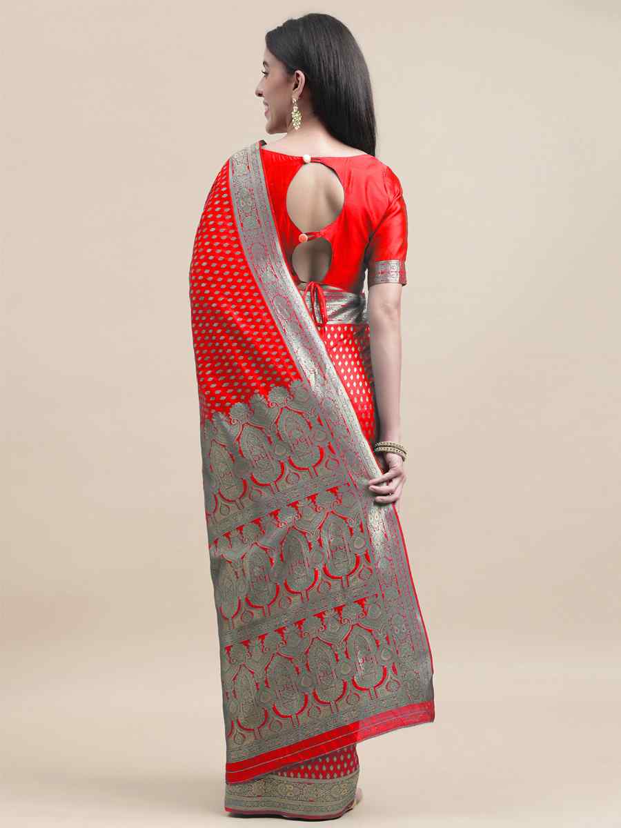 Red Kanjivaram Silk Handwoven Wedding Festival Heavy Border Saree
