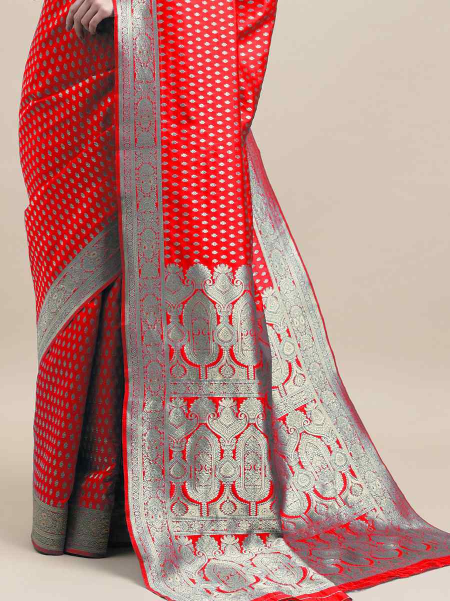 Red Kanjivaram Silk Handwoven Wedding Festival Heavy Border Saree