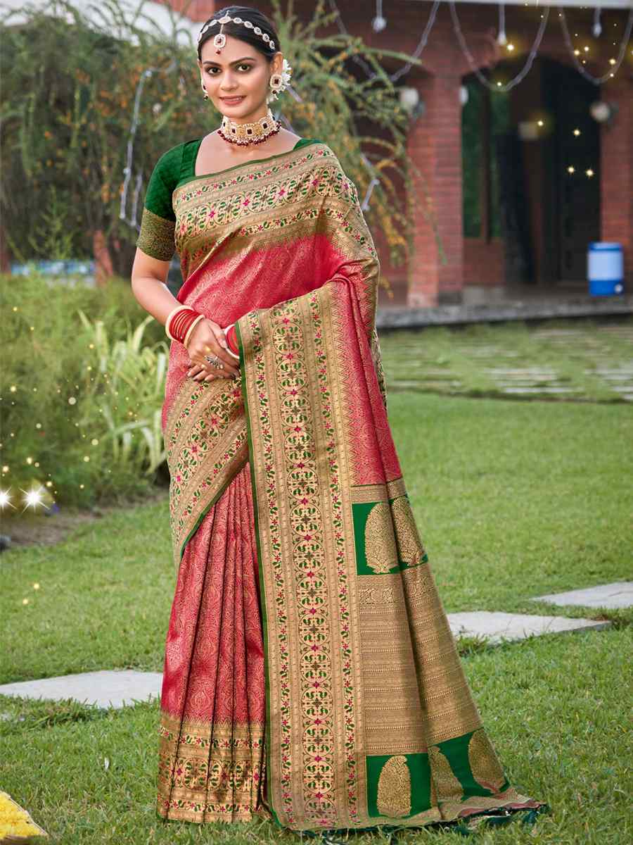 Red Kanjivaram Silk Handwoven Wedding Festival Heavy Border Saree