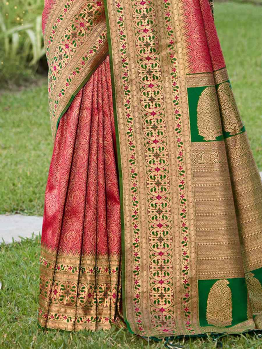 Red Kanjivaram Silk Handwoven Wedding Festival Heavy Border Saree