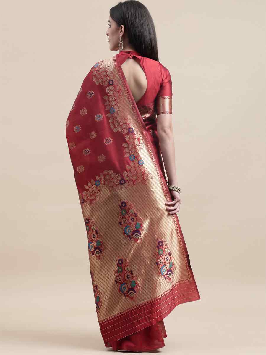 Red Kanjivaram Silk Handwoven Wedding Festival Heavy Border Saree