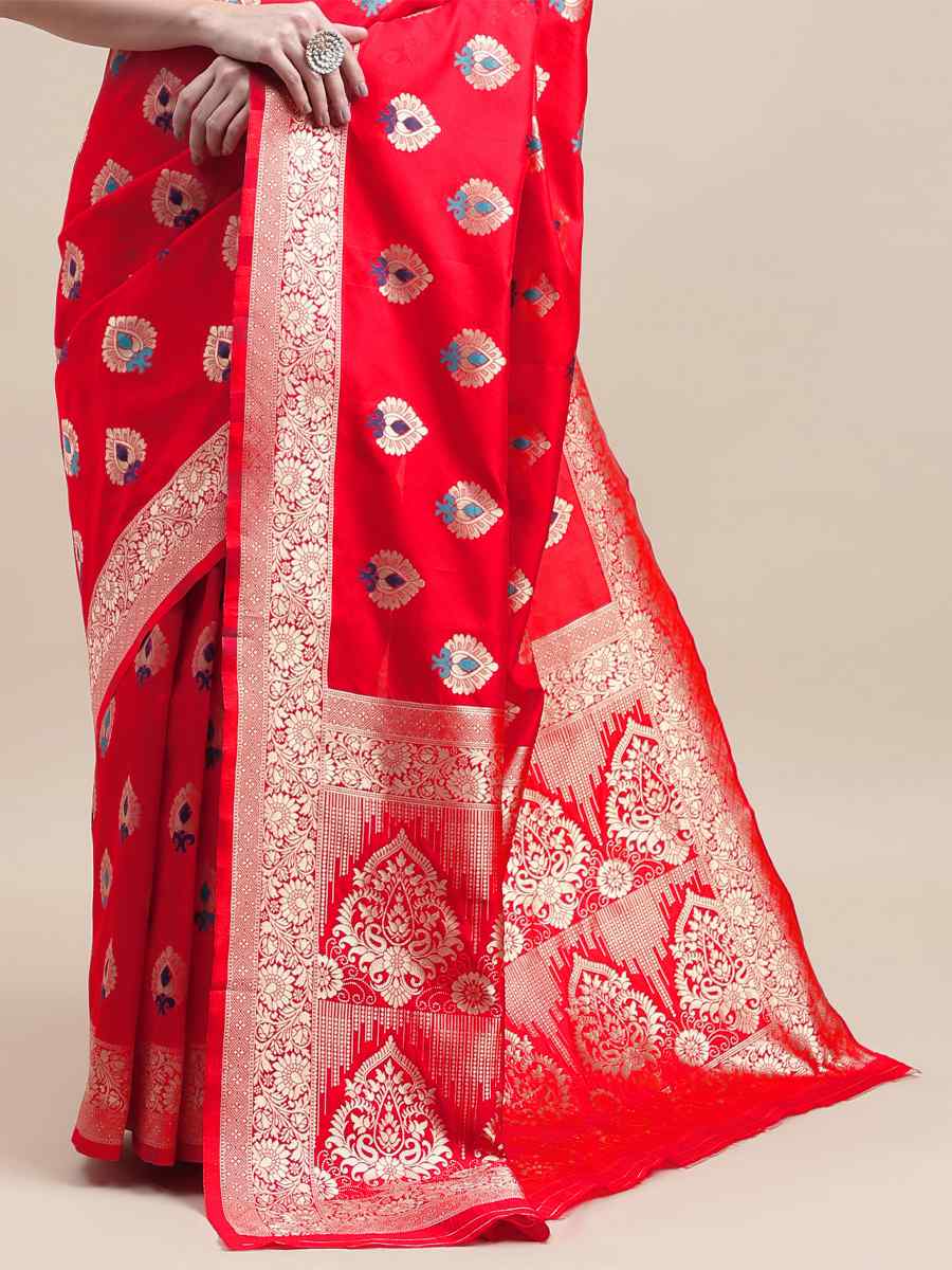 Red Kanjivaram Silk Handwoven Wedding Festival Heavy Border Saree