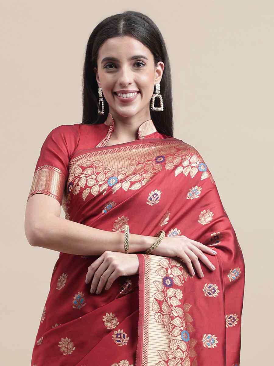 Red Kanjivaram Silk Handwoven Wedding Festival Heavy Border Saree