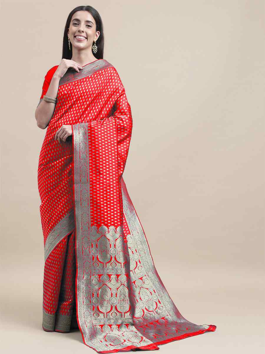 Red Kanjivaram Silk Handwoven Wedding Festival Heavy Border Saree