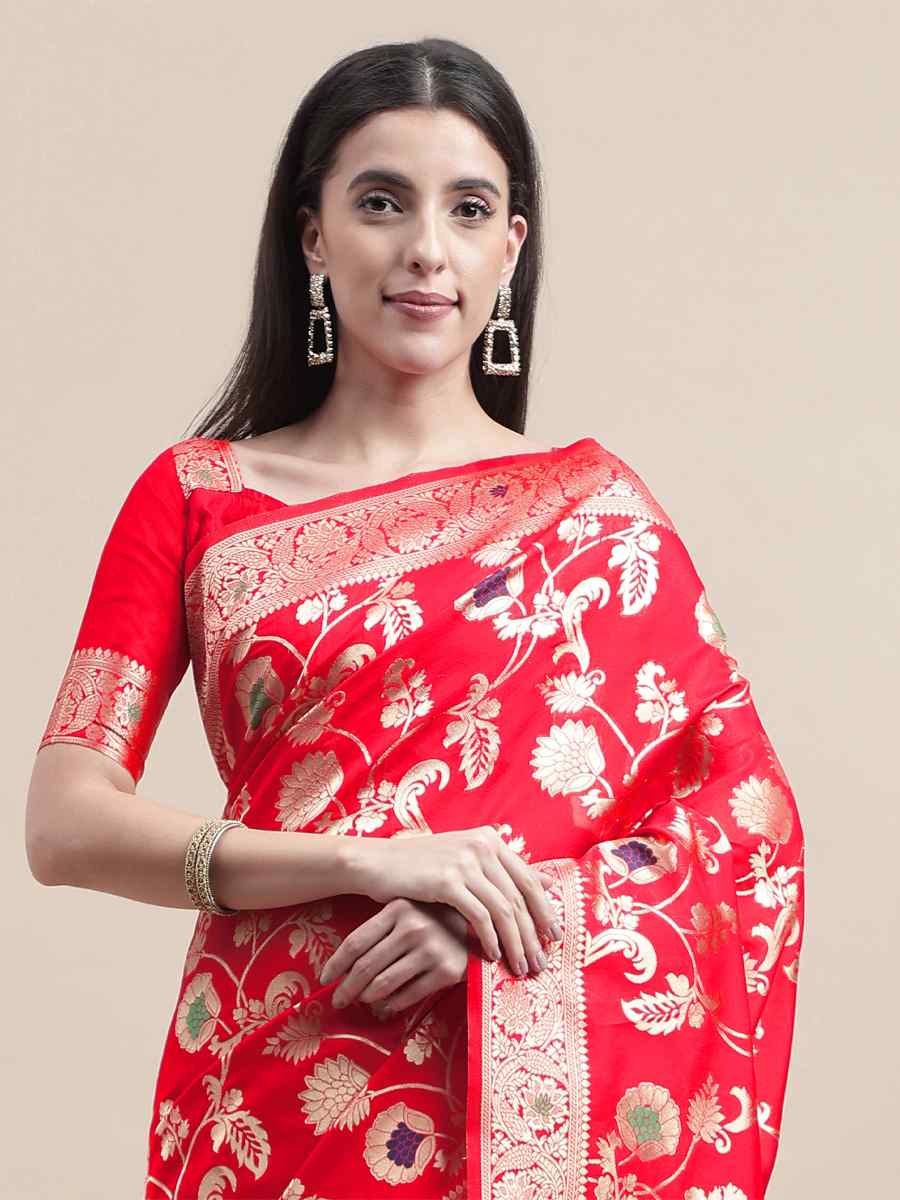 Red Kanjivaram Silk Handwoven Wedding Festival Heavy Border Saree