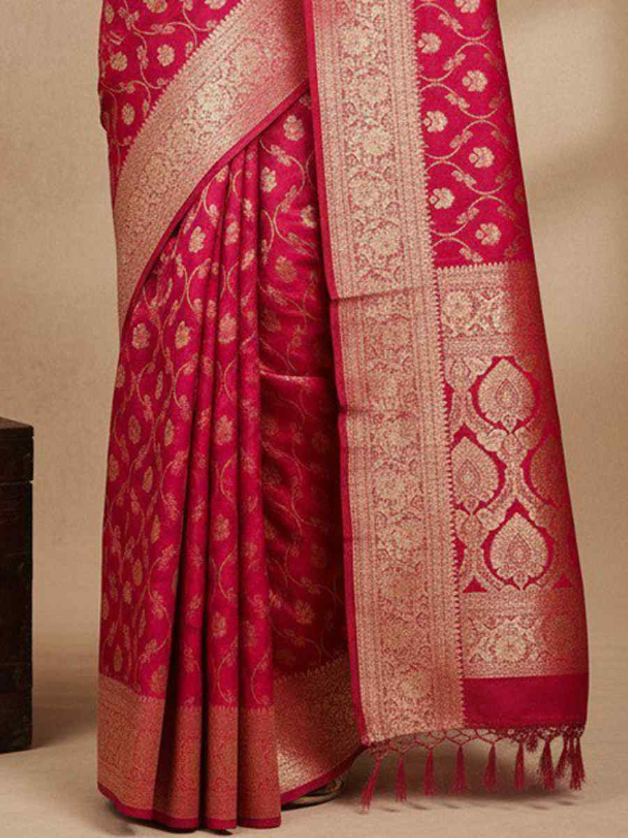 Red Kanjivaram silk Handwoven Zari Bridal Reception Festival Wedding Fancy Heavy Border Saree