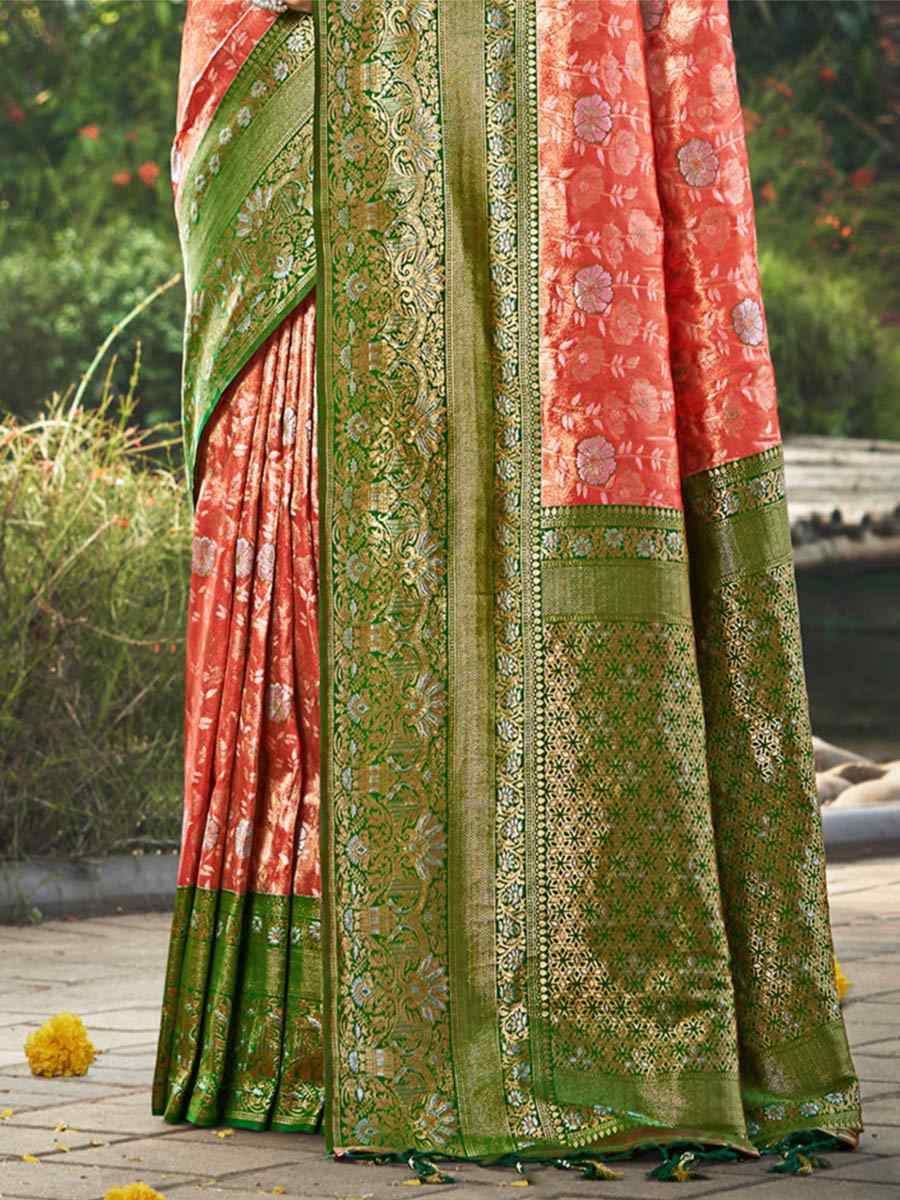 Red Kanjivaran Silk Handwoven Wedding Festival Heavy Border Saree