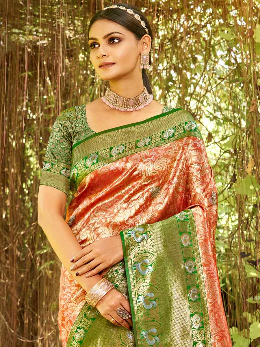 Red Kanjivaran Silk Handwoven Wedding Festival Heavy Border Saree