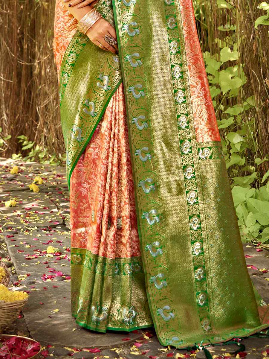 Red Kanjivaran Silk Handwoven Wedding Festival Heavy Border Saree