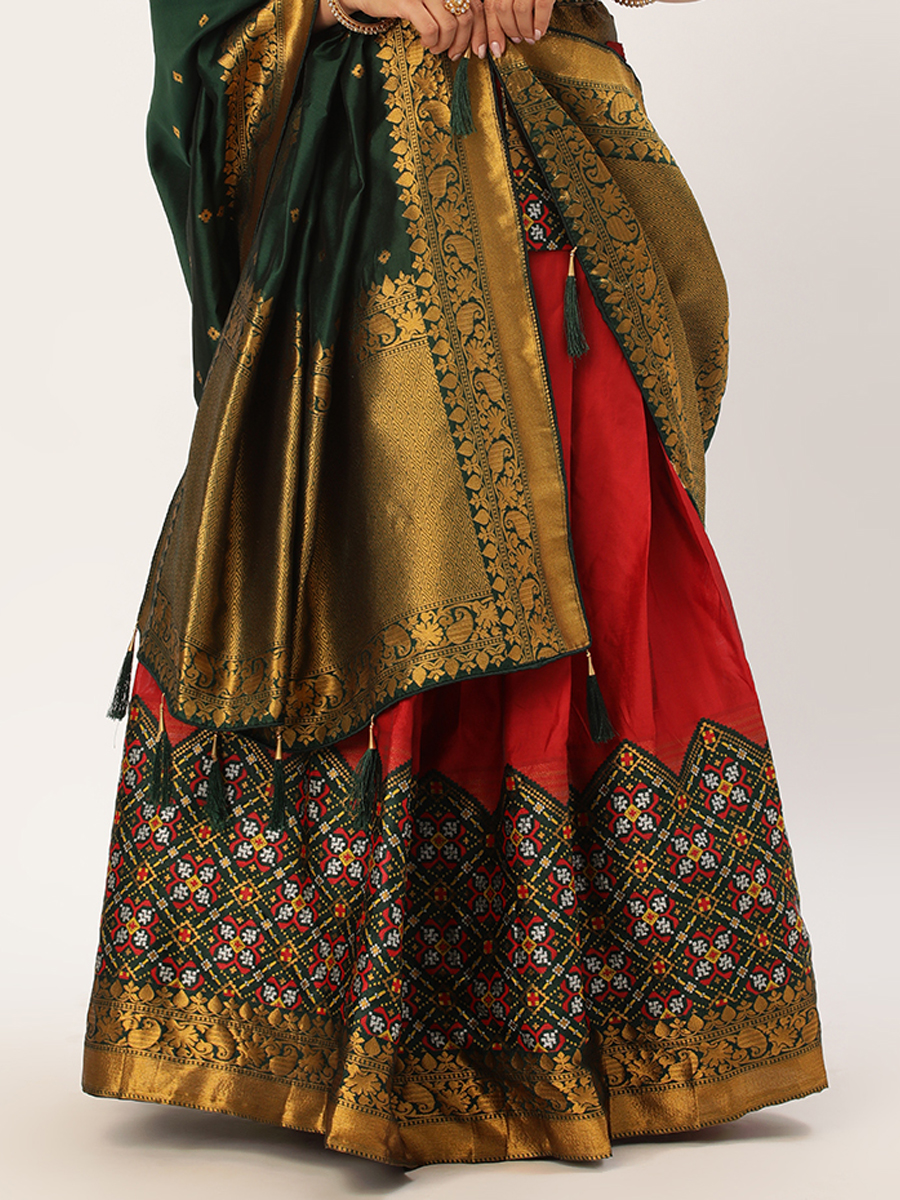 Red Lichi Silk Zari Festival Traditional Lehenga Choli