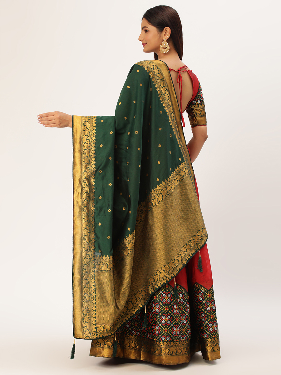 Red Lichi Silk Zari Festival Traditional Lehenga Choli