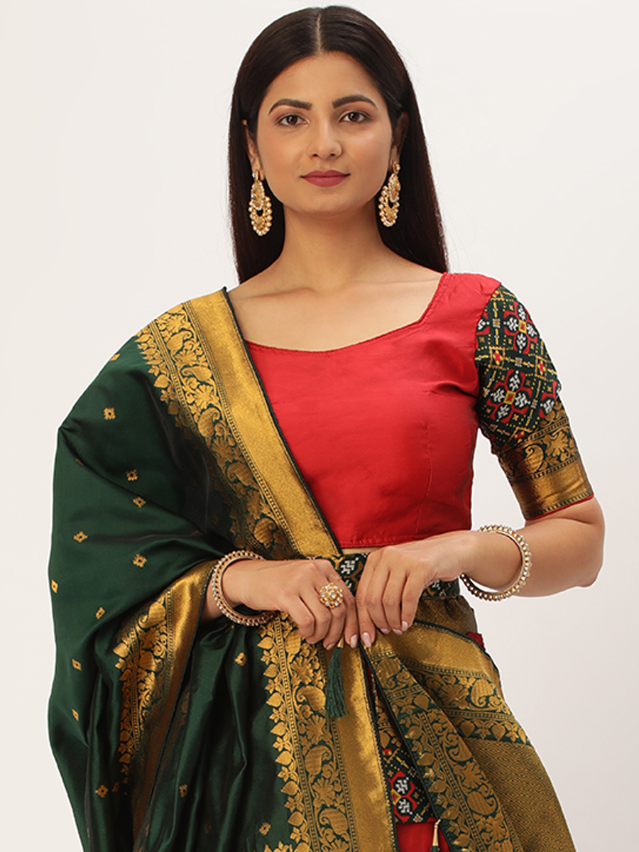 Red Lichi Silk Zari Festival Traditional Lehenga Choli