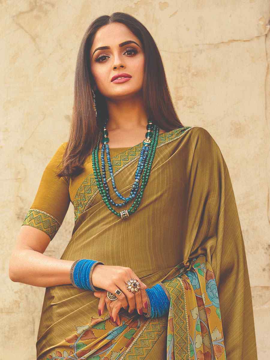 Red Moss Chiffon Printed Casual Festival Contemporary Saree