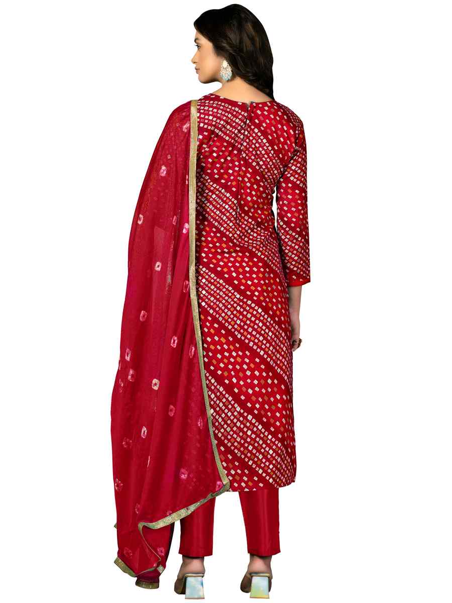 Red Premium Jam Cotton Printed Casual Festival Pant Salwar Kameez