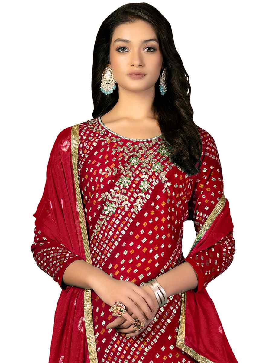 Red Premium Jam Cotton Printed Casual Festival Pant Salwar Kameez