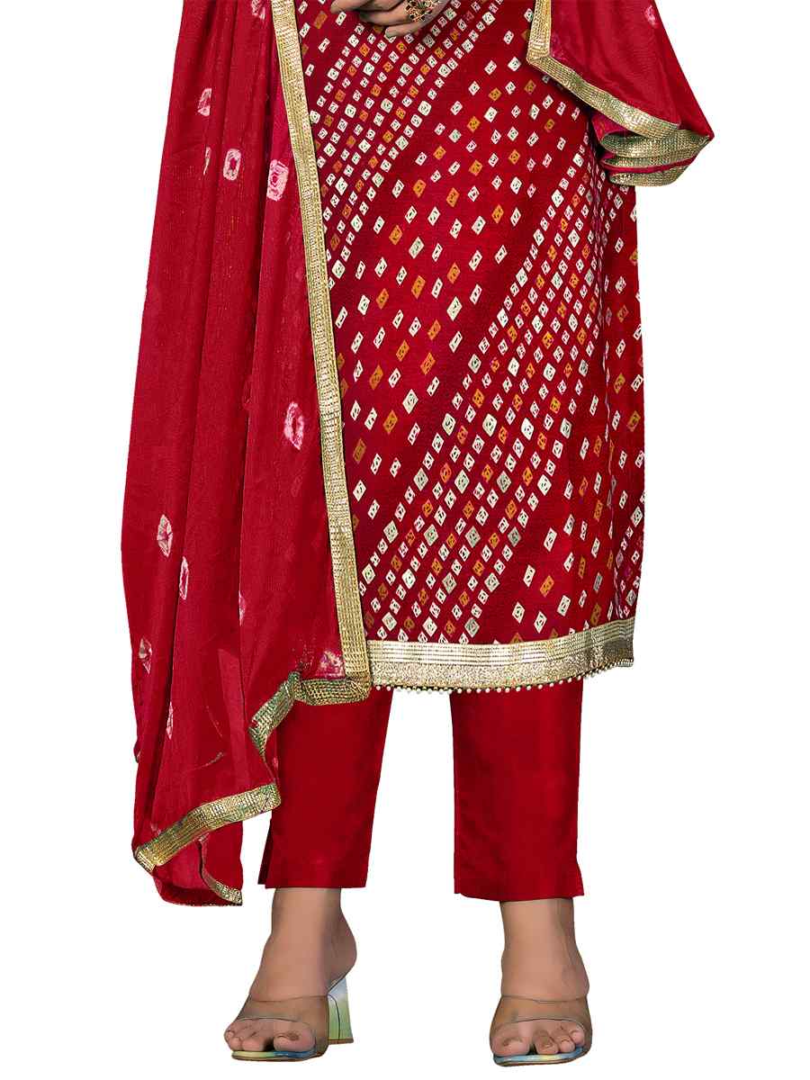 Red Premium Jam Cotton Printed Casual Festival Pant Salwar Kameez