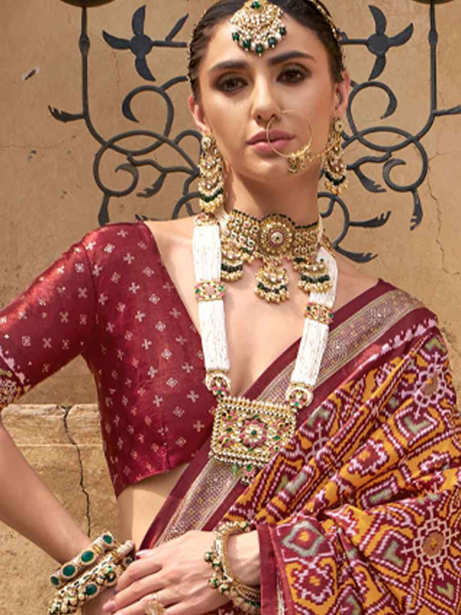 Red Printed Festival Casual Wedding Cocktail Party Fancy Classic Heavy Border Saree
