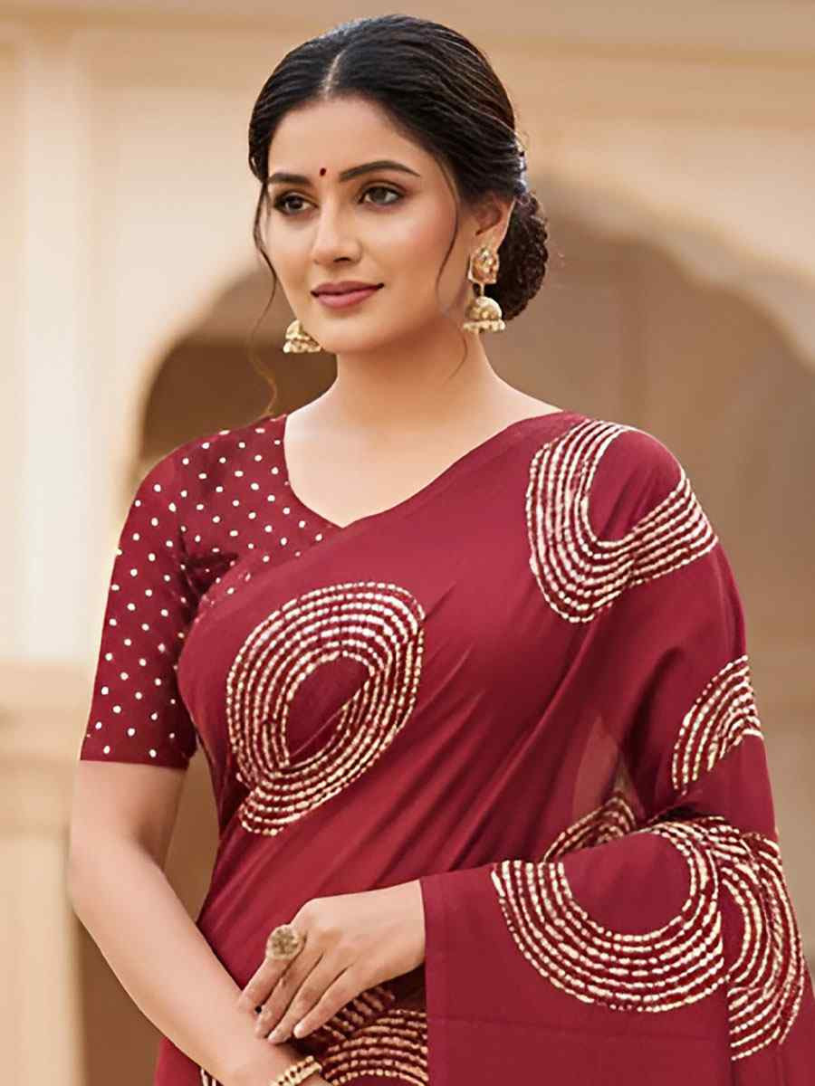 Red Pure Mul Cotton Bhandej Printed Traditional Bridal Reception Festival Wedding Fancy Heavy Border Saree