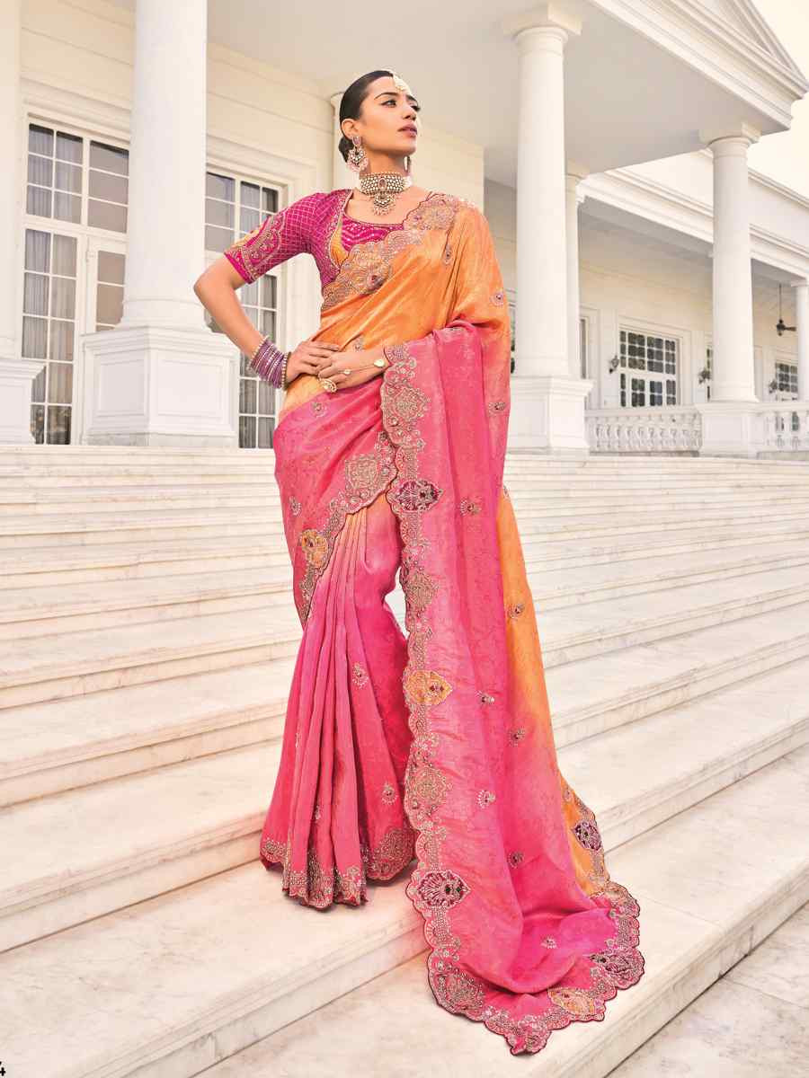 Red Pure Silk Embroidered Festival Party Classic Style Saree
