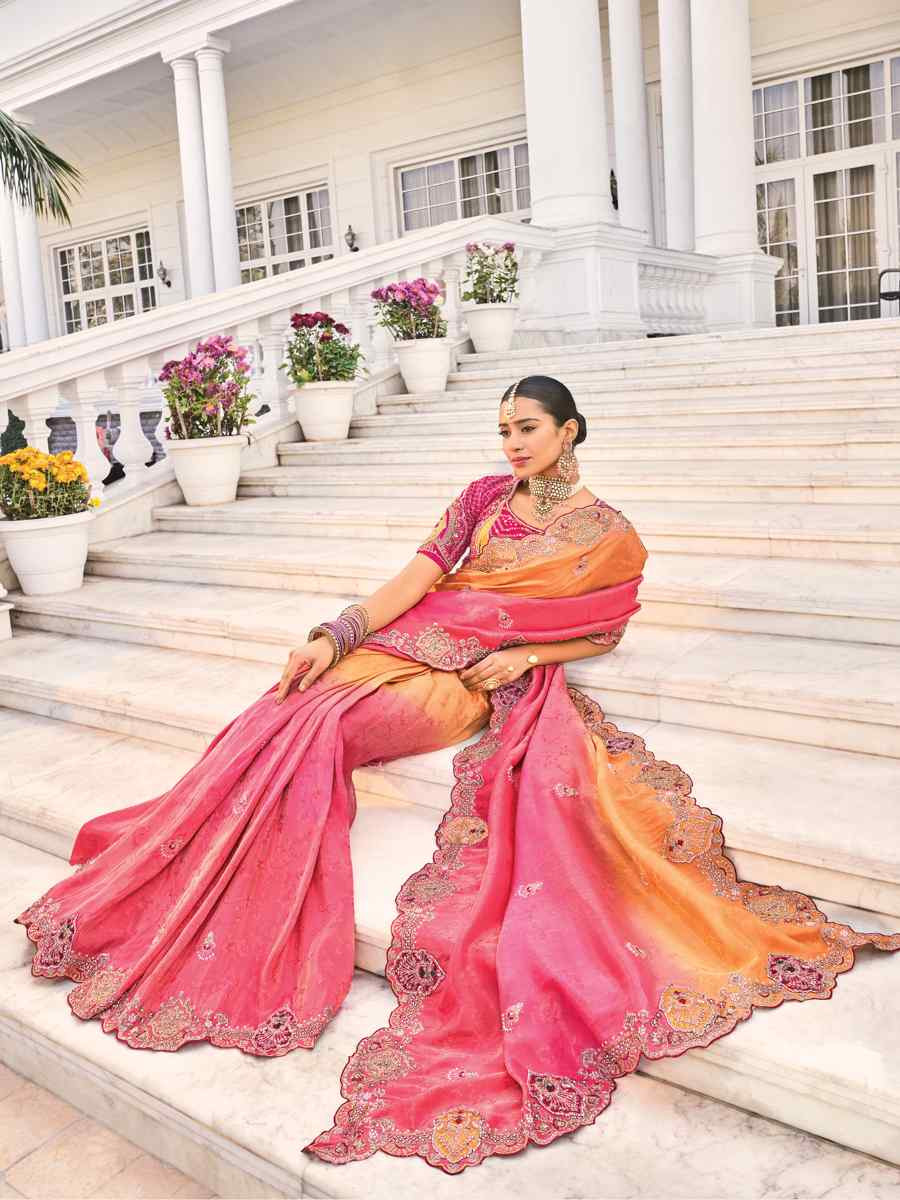 Red Pure Silk Embroidered Festival Party Classic Style Saree