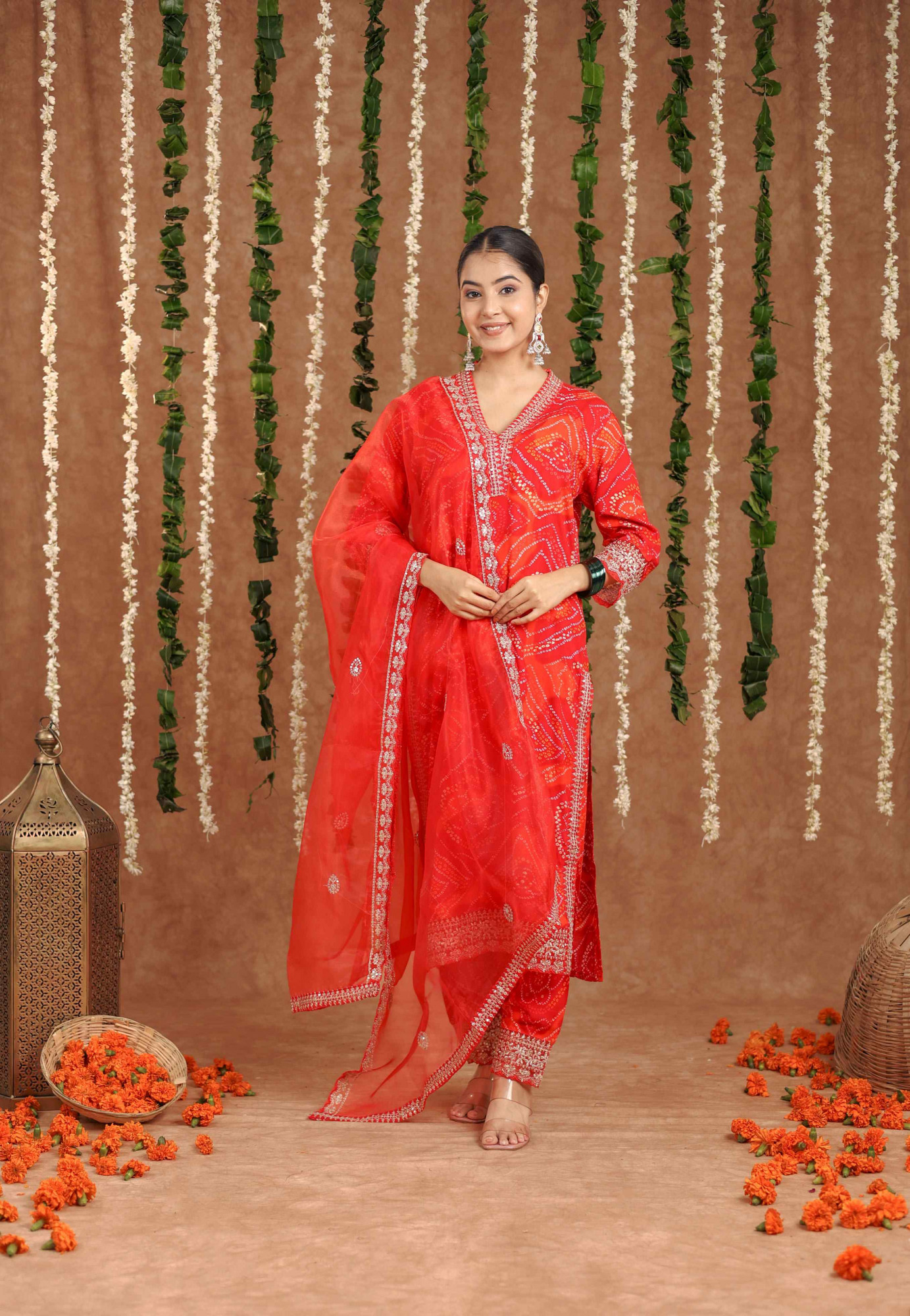 Red Rayon Printed Party Wedding Festival Casual Ready Pant Salwar Kameez