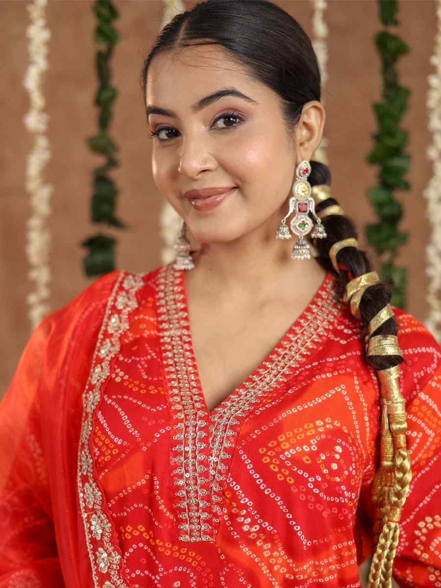 Red Rayon Printed Party Wedding Festival Casual Ready Pant Salwar Kameez