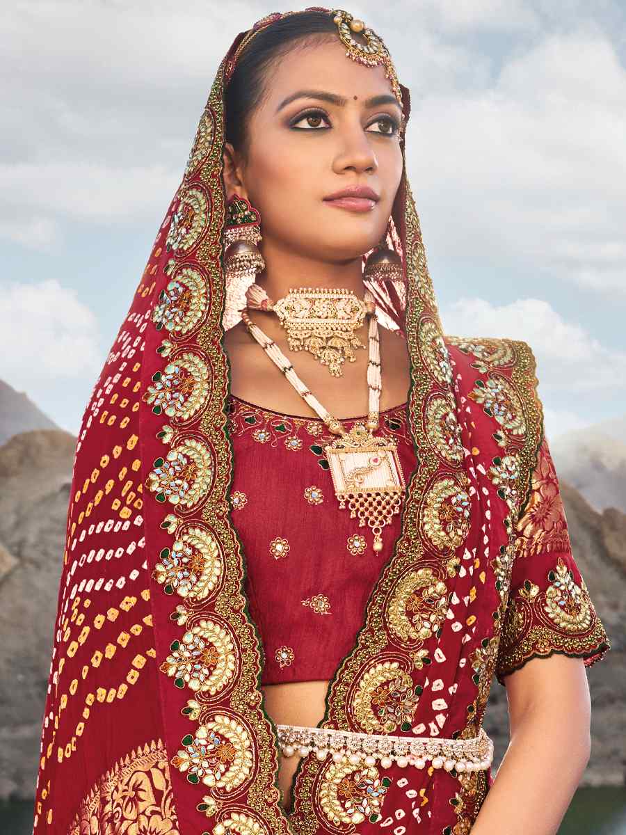 Red Real Silk Embroidered Wedding Bridal Heavy Border Saree