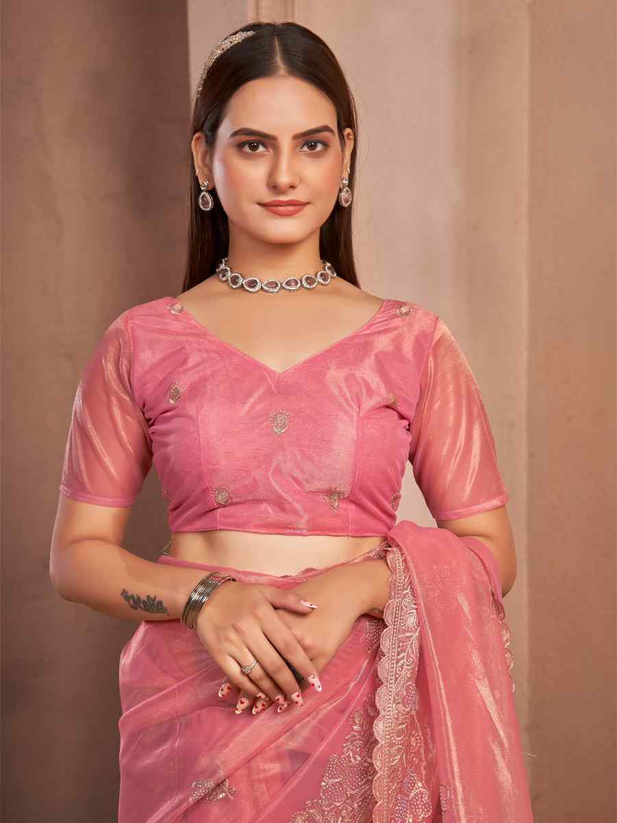 Red Shimer Silver Net Handwoven Festival Wedding Heavy Border Saree