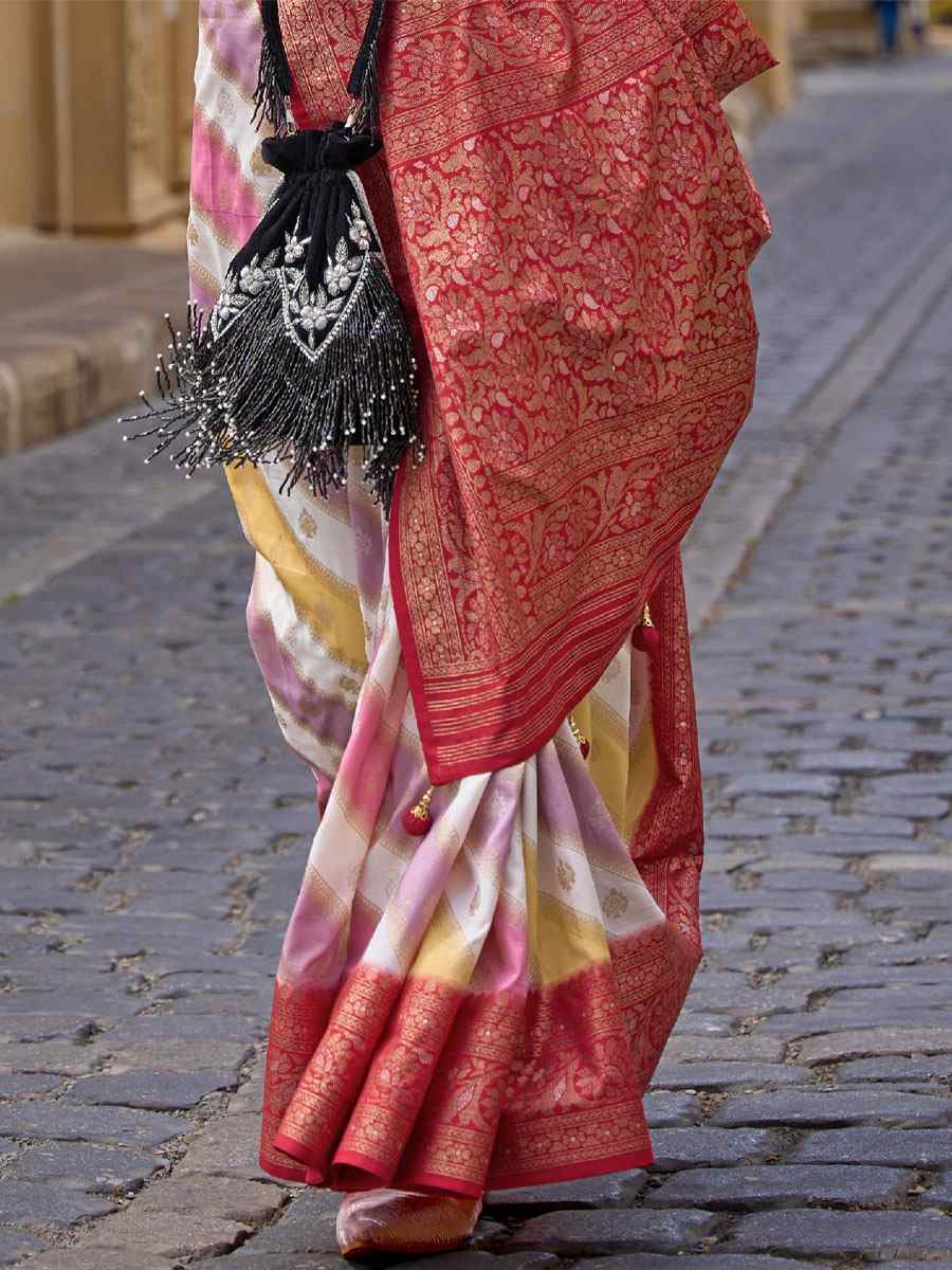 Red Silk Handwoven Casual Festival Heavy Border Saree