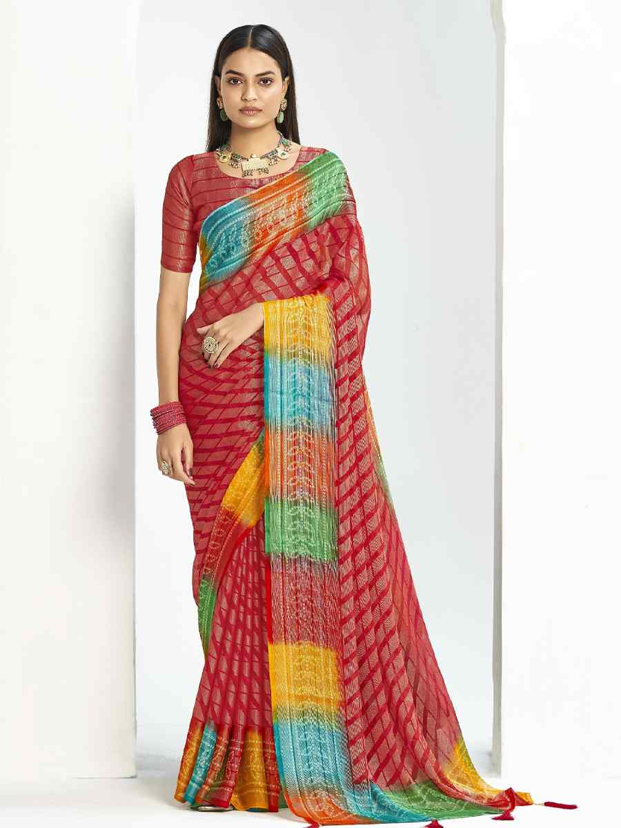 Red Silk Handwoven Festival Wedding Fancy Heavy Border Saree